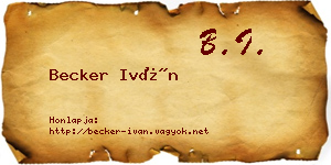 Becker Iván névjegykártya